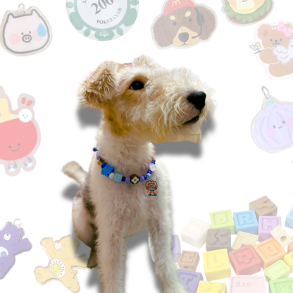 Handcrafted Lego Block Beaded Pet Collar | Cartoon Charms for Puppies&Kittens