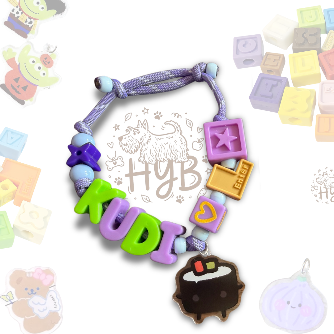 Personalized Sushi Themed Lego Pet Collar - 6 Sanrio Charms for Small Dogs & Cats