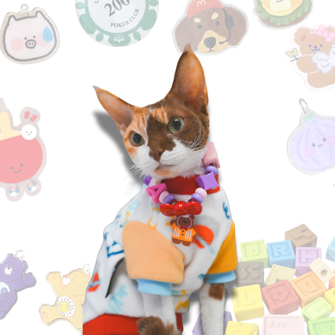 Personalized Cartoon Pet Collar Handmade Lego Block - 15 Charm Options for Dogs & Cats