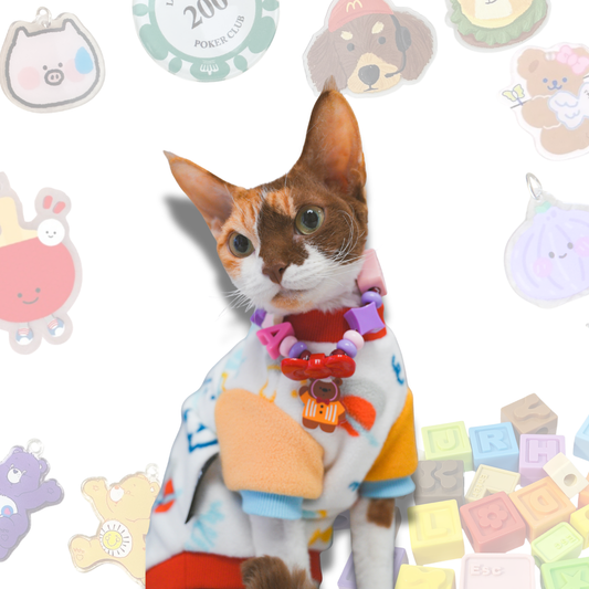 Personalized Cartoon Pet Collar Handmade Lego Block - 15 Charm Options for Dogs & Cats