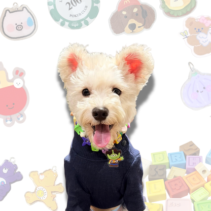Handcrafted Lego Block Beaded Pet Collar | Cartoon Charms for Puppies&Kittens