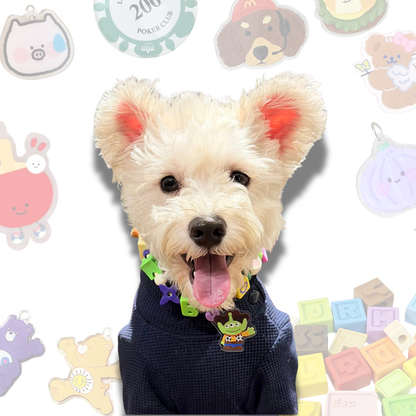 Handcrafted Lego Block Beaded Pet Collar | Cartoon Charms for Puppies&Kittens