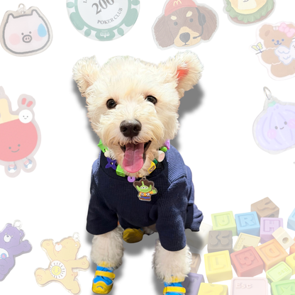Handcrafted Lego Block Beaded Pet Collar | Cartoon Charms for Puppies&Kittens