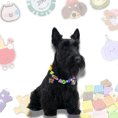 Handcrafted Lego Block Beaded Pet Collar | Cartoon Charms for Puppies&Kittens