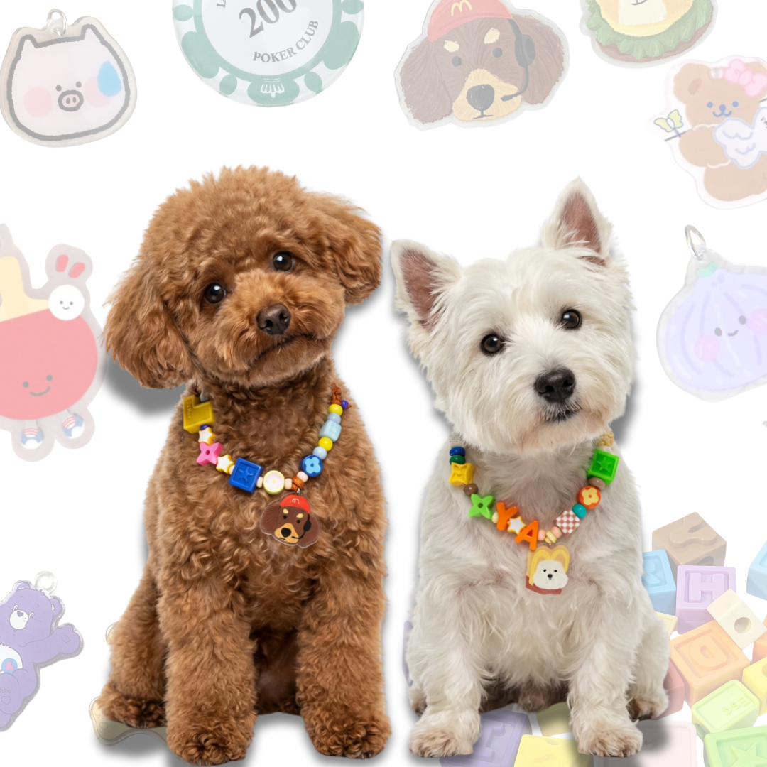 Personalized Fast Food Themed Lego Pet Collar - 5 Dog Breed Charms for Small Dogs & Cats