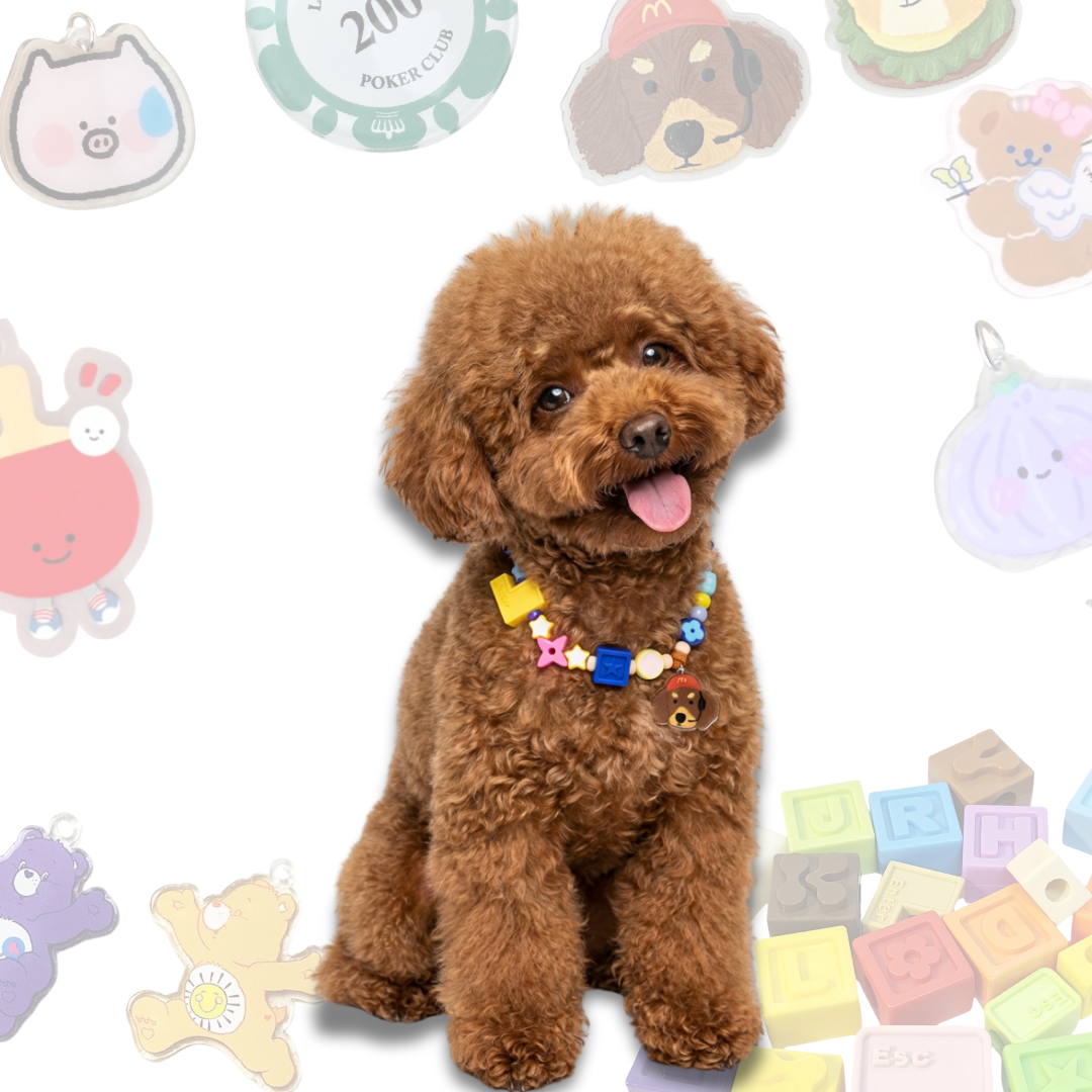 Personalized Fast Food Themed Lego Pet Collar - 5 Dog Breed Charms for Small Dogs & Cats