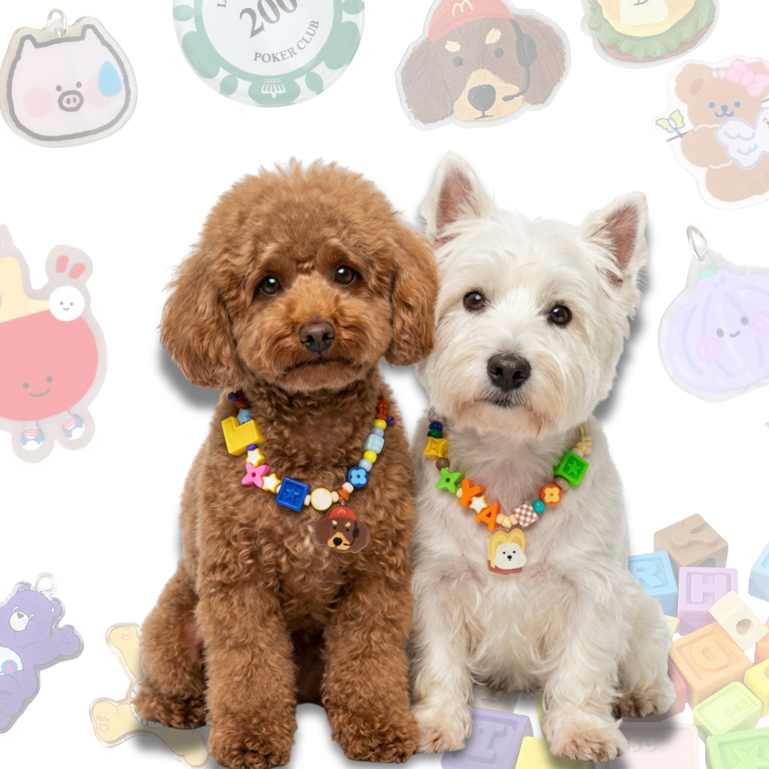 Personalized Fast Food Themed Lego Pet Collar - 5 Dog Breed Charms for Small Dogs & Cats
