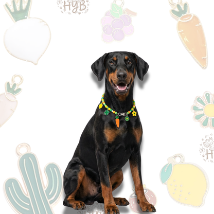 Handmade Pet Necklace with Carrot Lemon Charms |+$5 Add Custom Letters