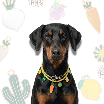 Handmade Pet Necklace with Carrot Lemon Charms |+$5 Add Custom Letters
