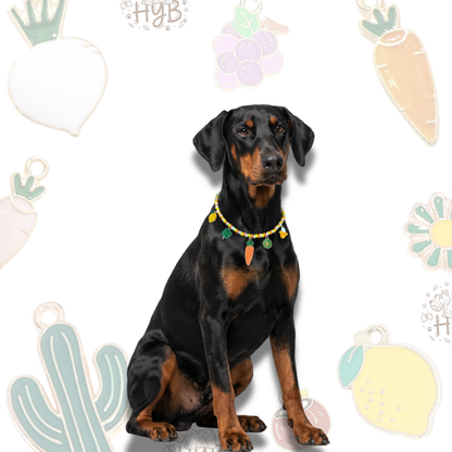 Handmade Pet Necklace with Carrot Lemon Charms |+$5 Add Custom Letters