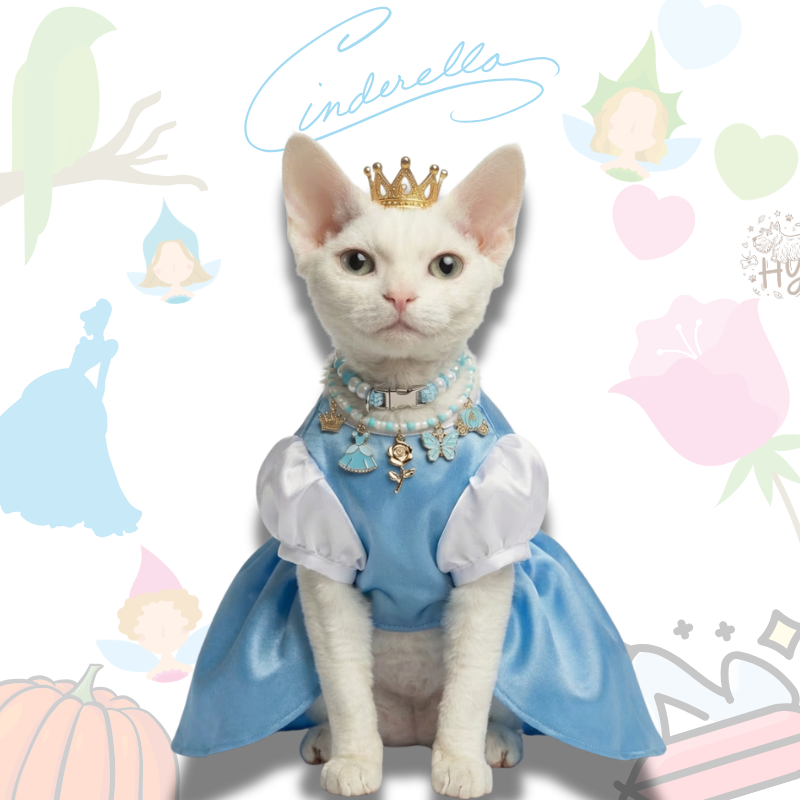 Handmade Pet Necklace with Princess Pumpkin Charms |Cinderella Beaded Pet Collar | +$5 Add Custom Letters