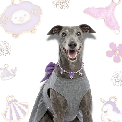 Handmade Pet Necklace with Mermaid Charms |Purple Unicorn  Beaded Pet Collar | +$5 Add Custom Letters